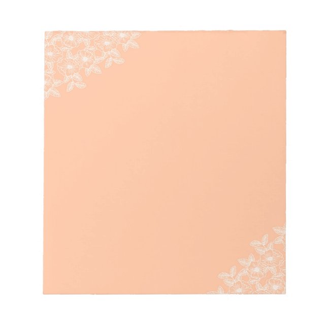 Peach Fuzz Flower Border Customisable & Elegant  Notepad (Front)