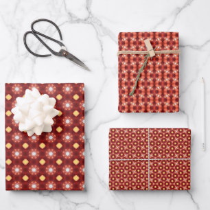 Peach Fuzz Geometric Pattern set 4 Wrapping Paper Sheet