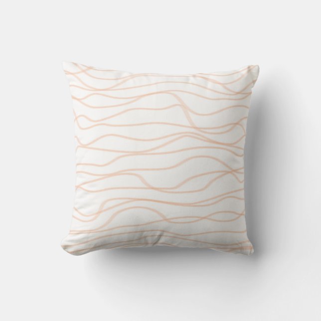 Peach Fuzz Liquid Swirl Stripe Abstract Pattern Cushion (Front)