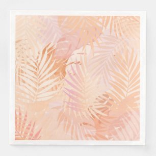 Peach Fuzz Minimalist Modern Tropical Leaves Napkin