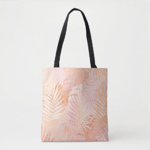Peach Fuzz Minimalist Modern Tropical Leaves Tote Bag