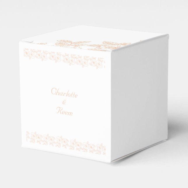 Peach Fuzz Minimalist Trendy Colour Flower Pattern Favour Box (Front Side)