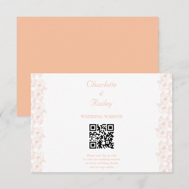 Peach Fuzz minimalist Trendy Flower Pattern Enclosure Card (Front/Back)