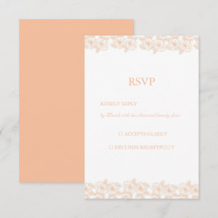 Peach Fuzz minimalist Trendy Flower Pattern RSVP Card