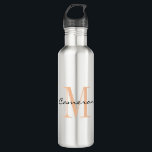 Peach Fuzz Monogram Initial and Name Gift 710 Ml Water Bottle<br><div class="desc">Peach Fuzz Monogram Initial and Name Personalised</div>