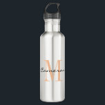 Peach Fuzz Monogram Initial and Name Gift 710 Ml Water Bottle<br><div class="desc">Peach Fuzz Monogram Initial and Name Personalised</div>