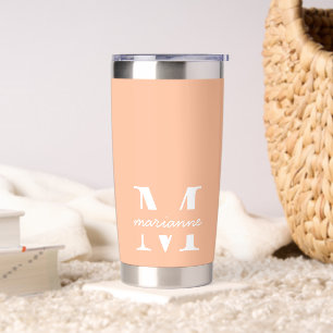 Peach Fuzz Monogram Name Initial Simple Custom Insulated Tumbler