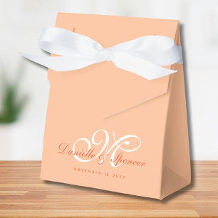 Peach Fuzz Monogrammed Custom Wedding Favour Box