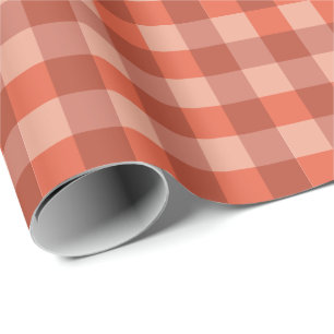 Peach Fuzz Orange Chequerboard Pattern Wrapping Paper