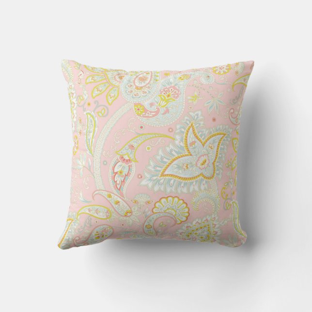 Peach Fuzz Pastel Paisley Pattern Cushion (Back)
