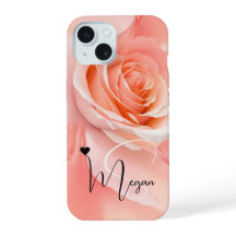 Peach Fuzz Rose Background Monogram Name Heart