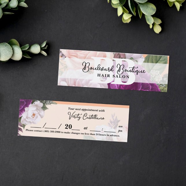 Peach Fuzz Rose Floral Salon Bookmark Appointment Mini Business Card (Creator Uploaded)
