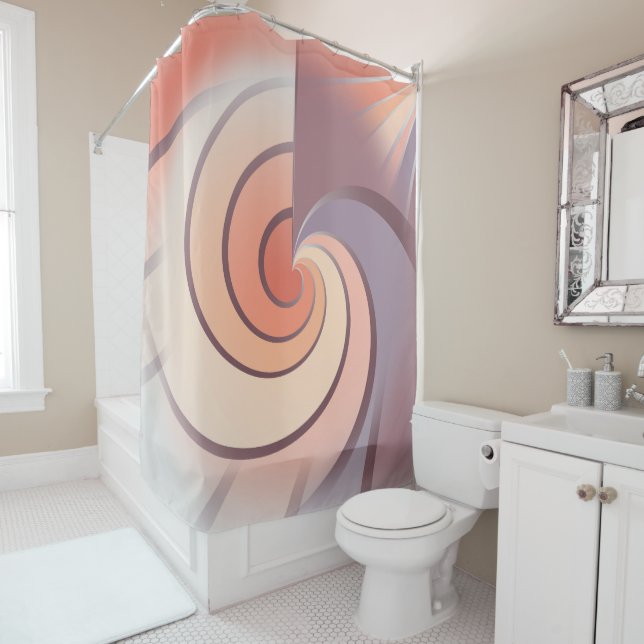 Peach fuzz seashell shower curtain (In Situ)