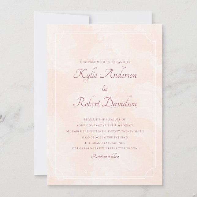 Peach Fuzz Simplistic Minimalist Chic  Invitation (Front)
