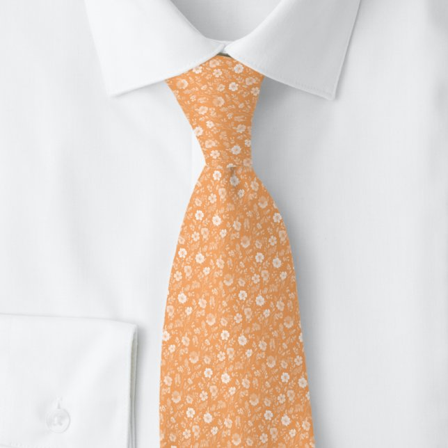 Peach Fuzz Tiny Flowers Tie (Creator Uploaded)