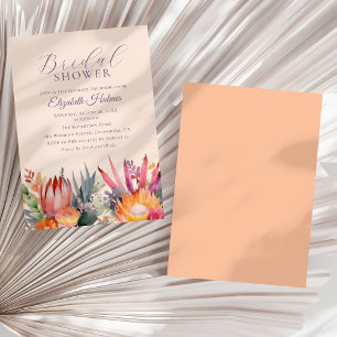 Peach Fuzz Tropical Flowers Bridal Shower  Invitation