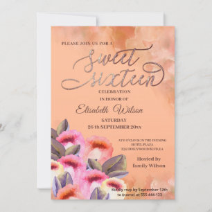 Peach fuzz tulip blushed watercolor invitation