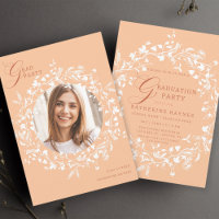 Peach Fuzz White Wildflower Wreath Graduation