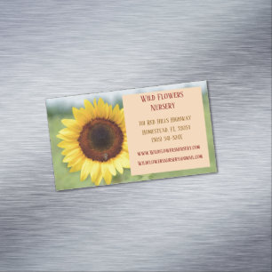 Peach Gardener Landscaper  Florist Sunflower Magnetic Business Card