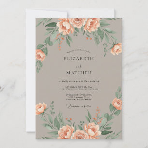 Peach Gentle Floral Wedding Invitation