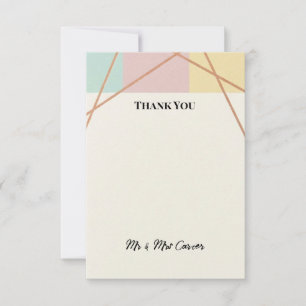 Peach Geometric Wedding Thank You Card