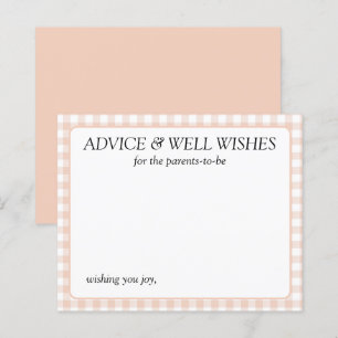 Peach gingham Advice Cards for New Parents