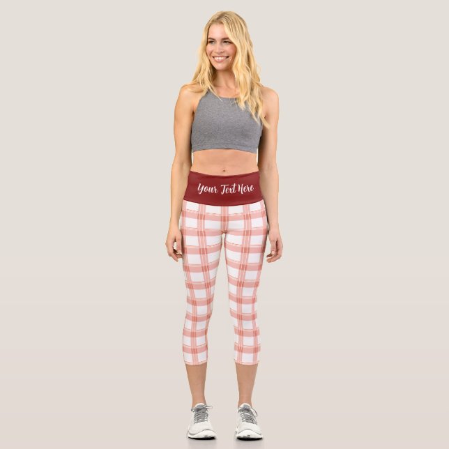 “PEACH GINGHAM" - CUSTOM HIGH-WAISTED CAPRI PANTS (Front)