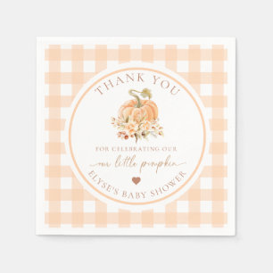 Peach Gingham Fall Celebrating Our Little Pumpkin Napkin