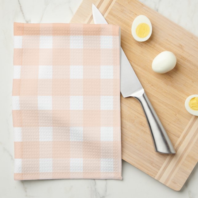 Peach Gingham Kitchen Towel (Quarter Fold)