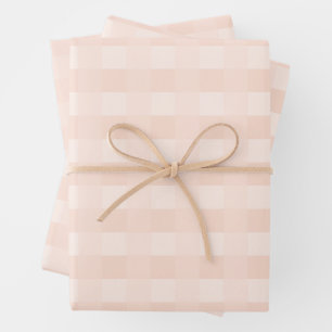 Peach Gingham Pattern Wrapping Paper