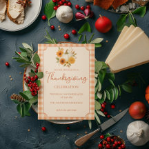 Peach Gingham Pumpkin Flower Thanksgiving Dinner