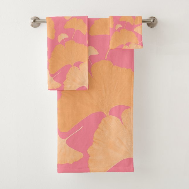 Peach Ginkgo Botanical Dream 1 Bath Towel Set (Insitu)