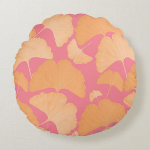 Peach Ginkgo Botanical Dream 1 Round Cushion