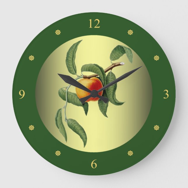 Peach ~ Giorgio Gallesio ~ Botanical Fruit ~ Large Clock (Front)