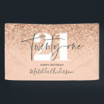 Peach girly modern glitter chic 21 birthday decor banner<br><div class="desc">Peach girly modern glitter chic elegant 21st birthday decor</div>