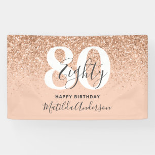 Peach girly modern glitter chic birthday decor  banner
