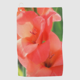 Peach Gladiolas Flower Golf Towel