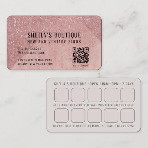 Peach Glitter QR Code and Reward Business Card