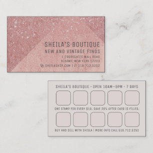 Peach Glitter Reward Stamp Business Card