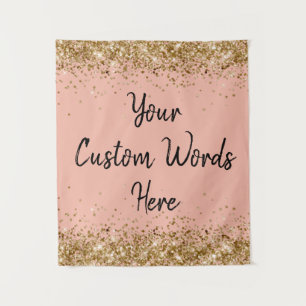 Peach & Gold Backdrop Birthday Party Photo Booth Tapestry