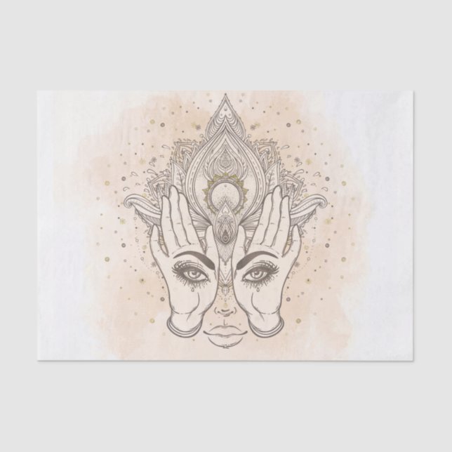 Peach & Gold Boho Lotus Flower Beauty Tissue Paper (Front)