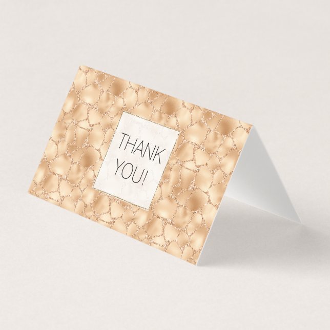 Peach Gold Glitter Glam Sparkle Giraffe Print (Front)
