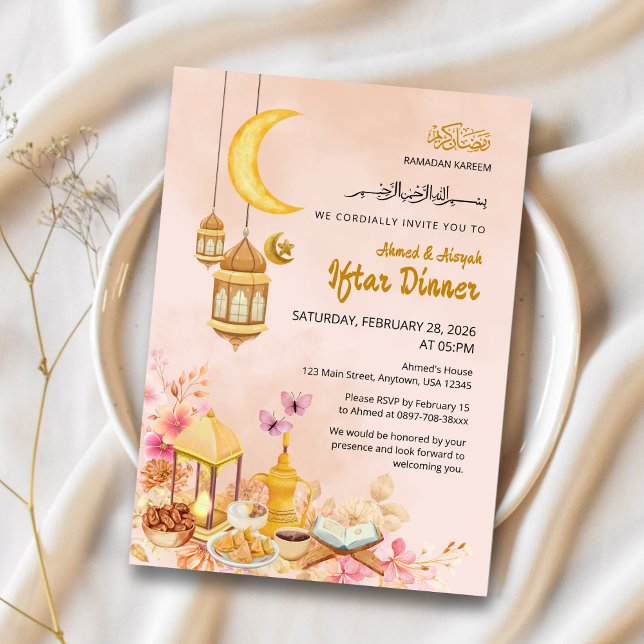 Peach & Gold Lantern Design Invitation (Creator Uploaded)