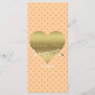 Peach & Gold Polka Dot Wedding Program Cards