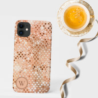 Peach & Gold Shimmer Monogram