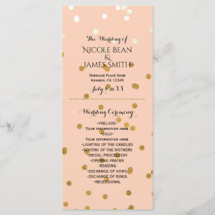 Peach & Gold Shiny Faux Foil Confetti Program Rack Programme
