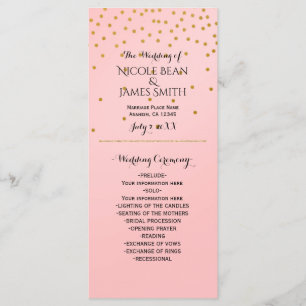 Peach & Gold Shiny Faux Foil Confetti Program Rack Programme