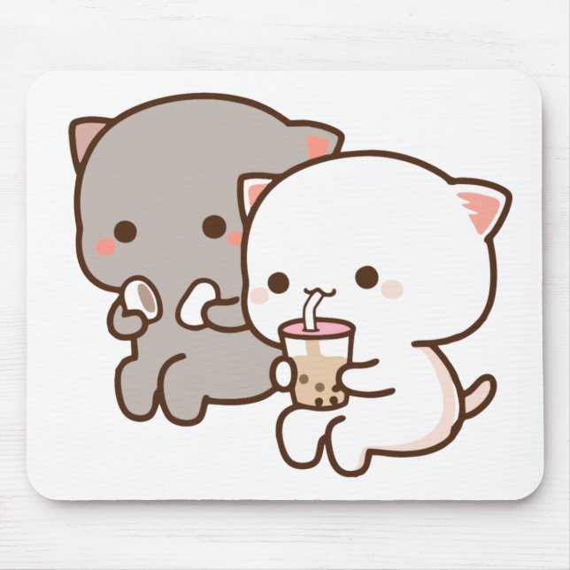 Peach Goma Eating  Puzzle Mouse Pads (Front)