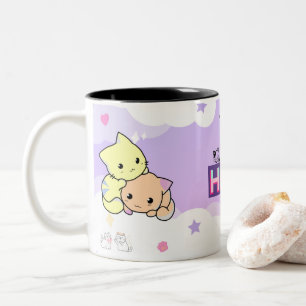 Peach & Goma - Mochi Mochi Peach Cats Two-Tone  Coffee Mug