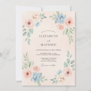 Peach Graceful Romantic Wedding Invitation